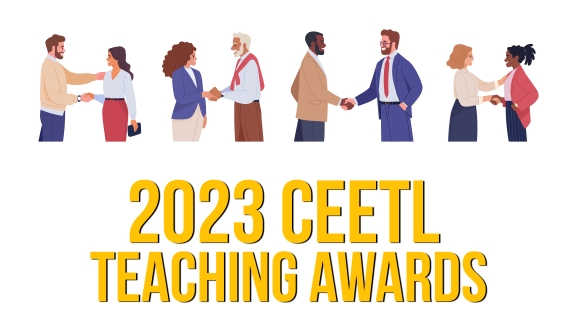 2023 CEETL Teaching Awards  with people shaking hands